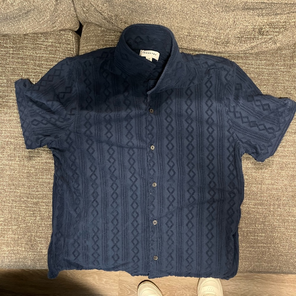 Navy Geometric Men's Casual Shirt